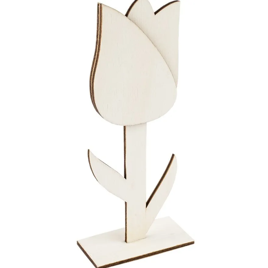 Deko-Tulpe aus Holz zum Aufstellen, 18cm x 7,4cm x 4cm