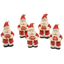 Deko-Weihnachtsmänner mit Geschenk, 5 x 2,5 cm, 5er Set