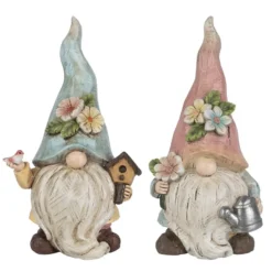 Deko-Wichtel mit Gießkanne & Vogelhaus, 23cm hoch, 10cm breit, 2 Stück