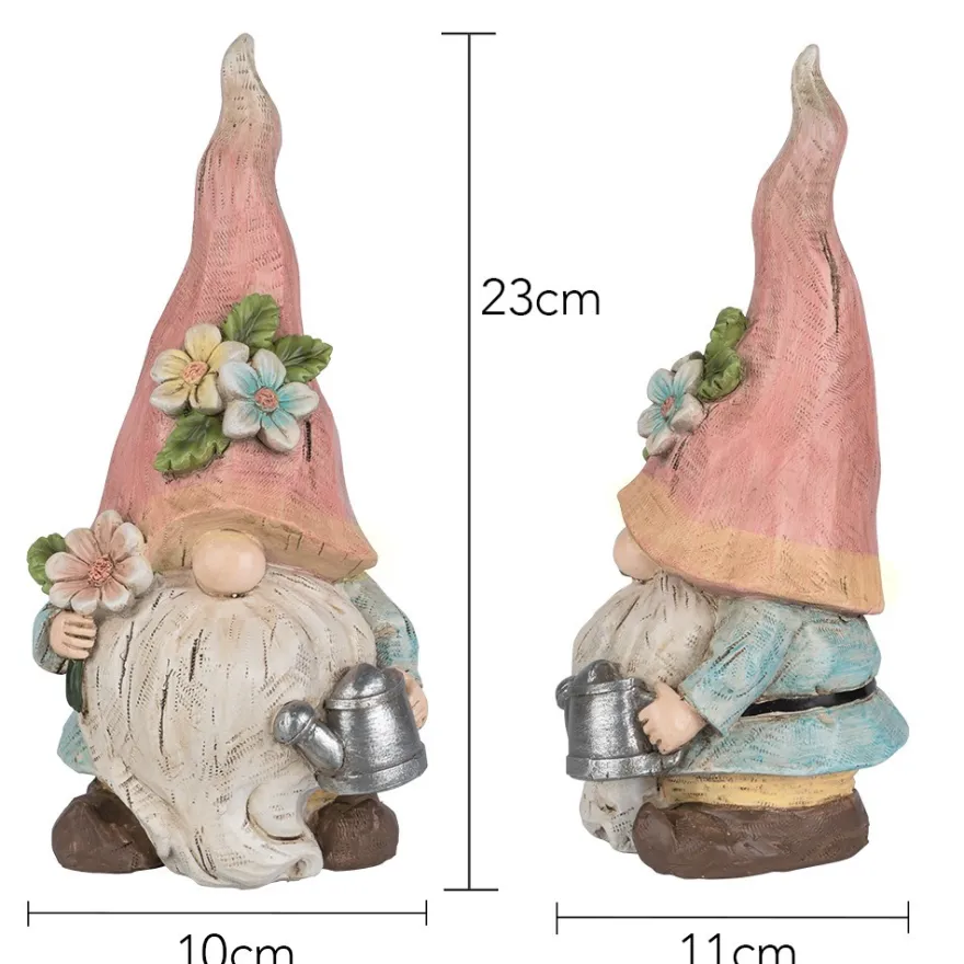 Deko-Wichtel mit Gießkanne & Vogelhaus, 23cm hoch, 10cm breit, 2 Stück