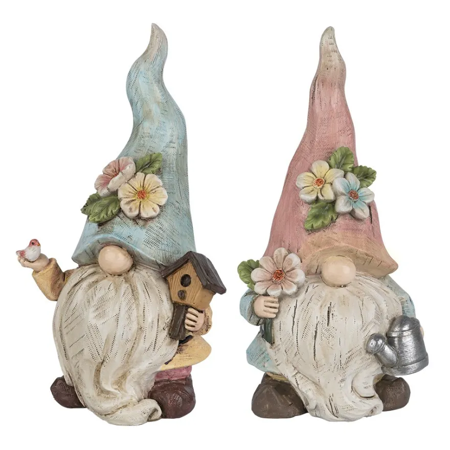 Deko-Wichtel mit Gießkanne & Vogelhaus, 23cm hoch, 10cm breit, 2 Stück