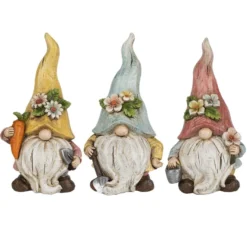 Deko-Wichtel mit Schaufel, Möhre & Eimer, 16,5cm hoch, 7,5cm breit, 3 Stück