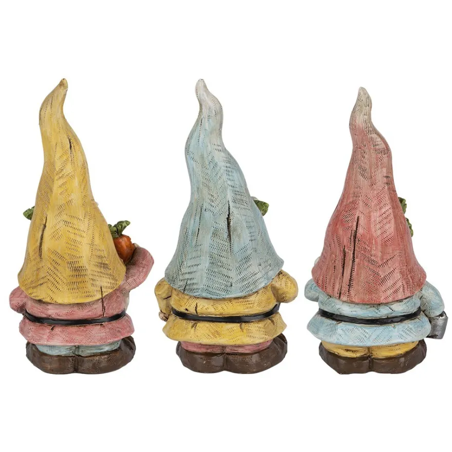Deko-Wichtel mit Schaufel, Möhre & Eimer, 16,5cm hoch, 7,5cm breit, 3 Stück