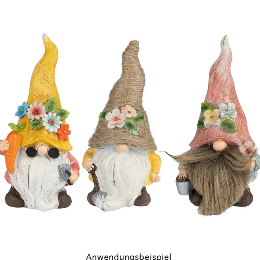 Deko-Wichtel mit Schaufel, Möhre & Eimer, 16,5cm hoch, 7,5cm breit, 3 Stück