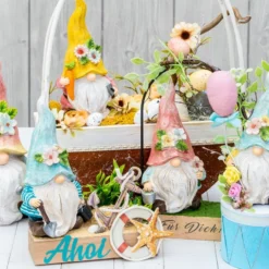 Deko-Wichtel mit Schaufel, Möhre & Eimer, 16,5cm hoch, 7,5cm breit, 3 Stück