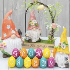 Deko-Wichtel mit Schaufel, Möhre & Eimer, 16,5cm hoch, 7,5cm breit, 3 Stück