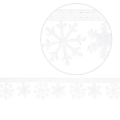 Deko-Zierband auf Rolle, Eiskristalle, 3cm breit 4m lang, weiß, selbstklebend, Satinoptik