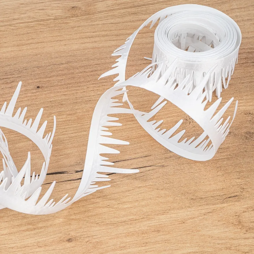 Deko-Zierband auf Rolle, Eiszapfen, 4cm breit 4m lang, weiß, selbstklebend, Satinoptik