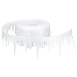 Deko-Zierband auf Rolle, Eiszapfen, 4cm breit 4m lang, weiß, selbstklebend, Satinoptik