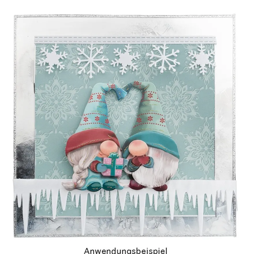 Deko-Zierband auf Rolle, Eiszapfen, 4cm breit 4m lang, weiß, selbstklebend, Satinoptik