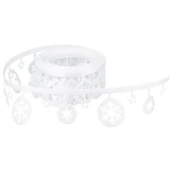 Deko-Zierband auf Rolle, Weihnachtskugeln, 3,5cm breit 4m lang, weiß, selbstklebend, Satinoptik