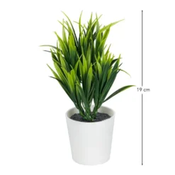Deko-Ziergras im Topf, 19cm hoch, weißer Topf, Rohling