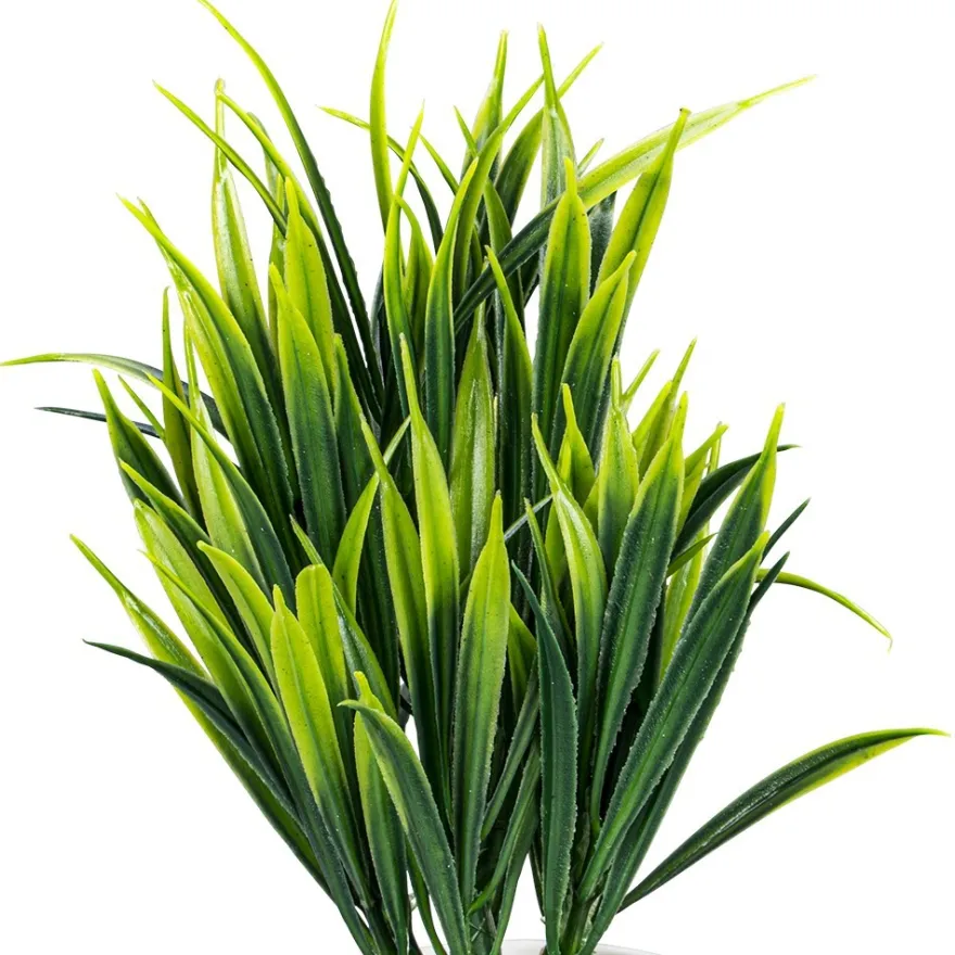 Deko-Ziergras im Topf, 19cm hoch, weißer Topf, Rohling