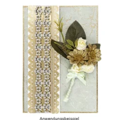 Deko-Zweige, Blüte 2, 10cm lang, am Draht, goldener Glimmer, 10 Stück