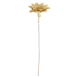 Deko-Zweige, Blüte 2, 10cm lang, am Draht, goldener Glimmer, 10 Stück