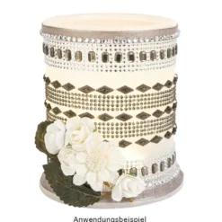 Deko-Zweige, Blüte 2, 10cm lang, am Draht, weißer Glimmer, 10 Stück