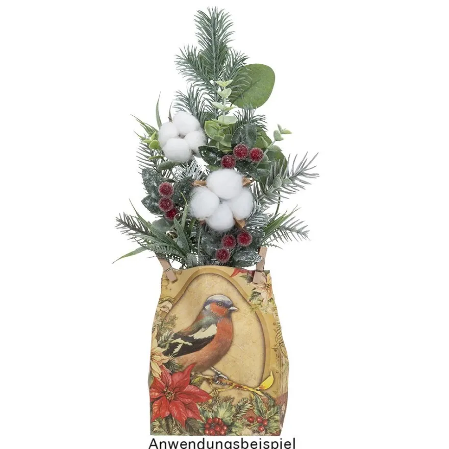 Deko-Zweige, gefrostete Beeren, 12cm lang, 6cm breit, 3 rote Beeren à Ø1,5cm je Zweig, 4 Stück