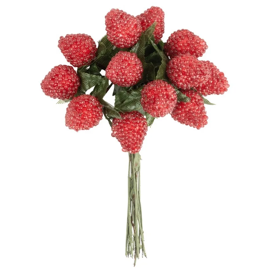 Deko-Zweige, Himbeeren, 10cm lang, am Draht, 12 Stück