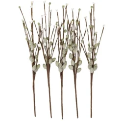 Deko-Zweige mit grünen Weidenkätzchen, 33cm lang, 5 Stück