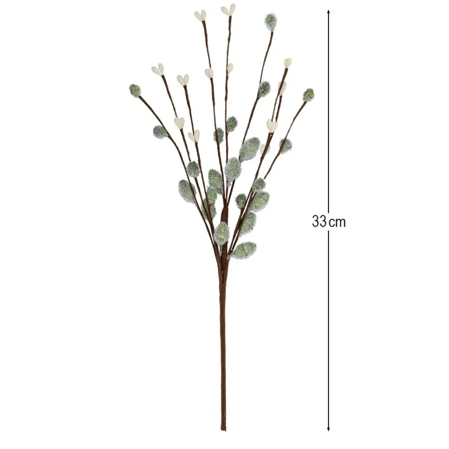 Deko-Zweige mit grünen Weidenkätzchen, 33cm lang, 5 Stück
