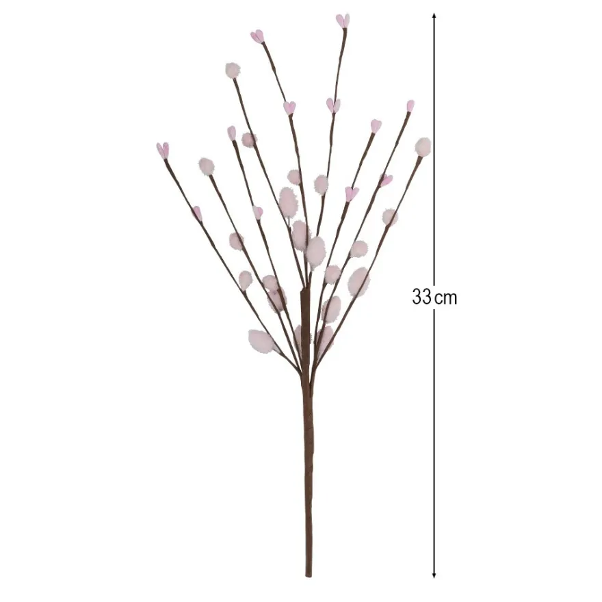Deko-Zweige mit rosa Weidenkätzchen, 33cm lang, 5 Stück