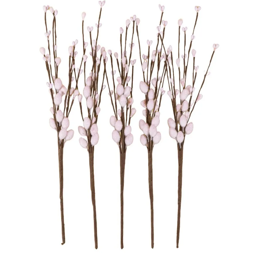 Deko-Zweige mit rosa Weidenkätzchen, 33cm lang, 5 Stück