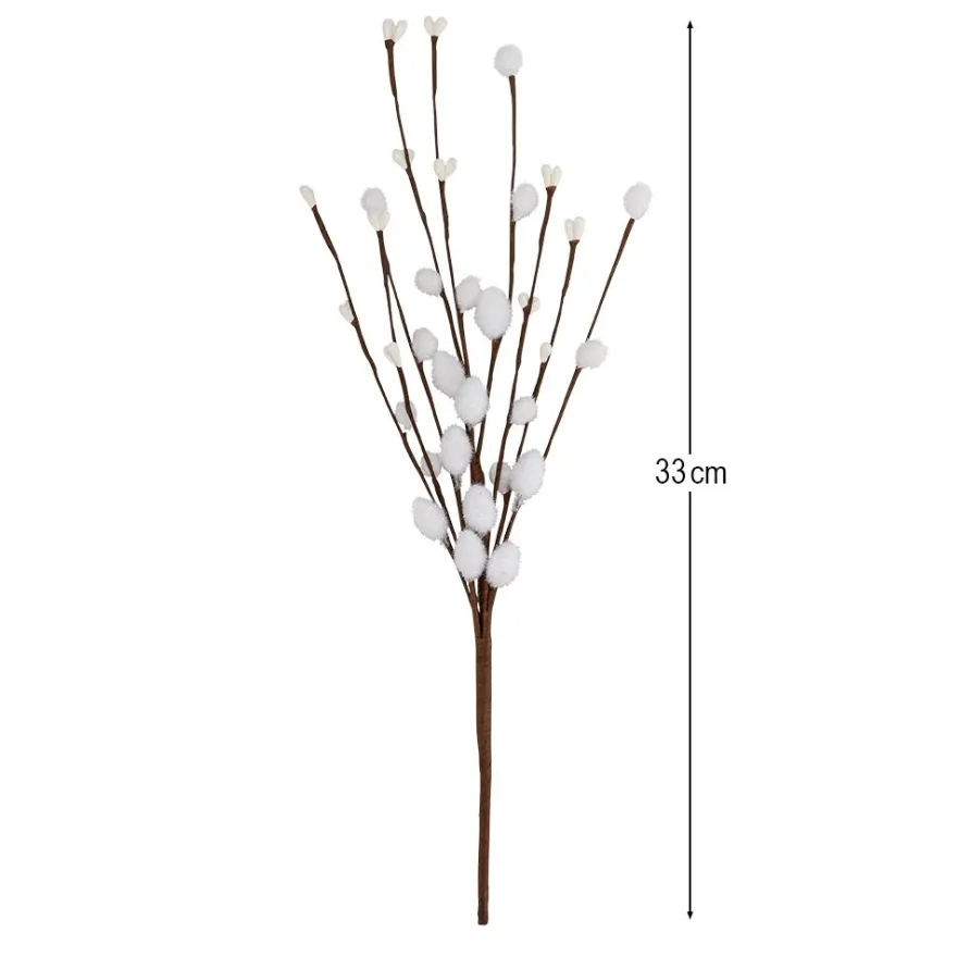 Deko-Zweige mit weißen Weidenkätzchen, 33cm lang, 5 Stück