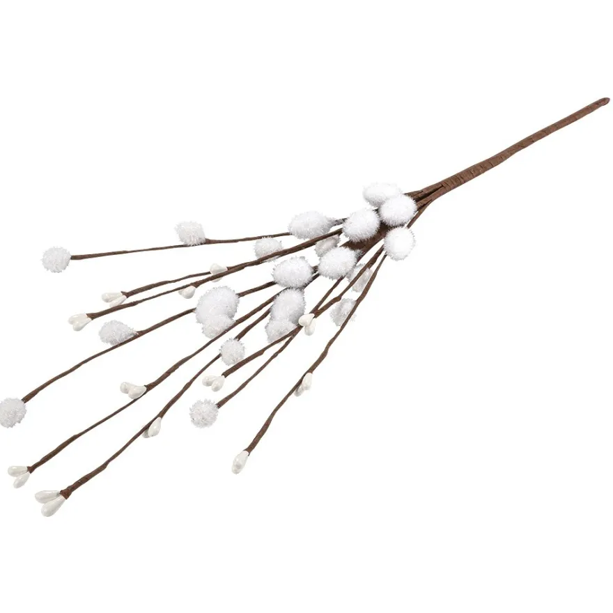 Deko-Zweige mit weißen Weidenkätzchen, 33cm lang, 5 Stück
