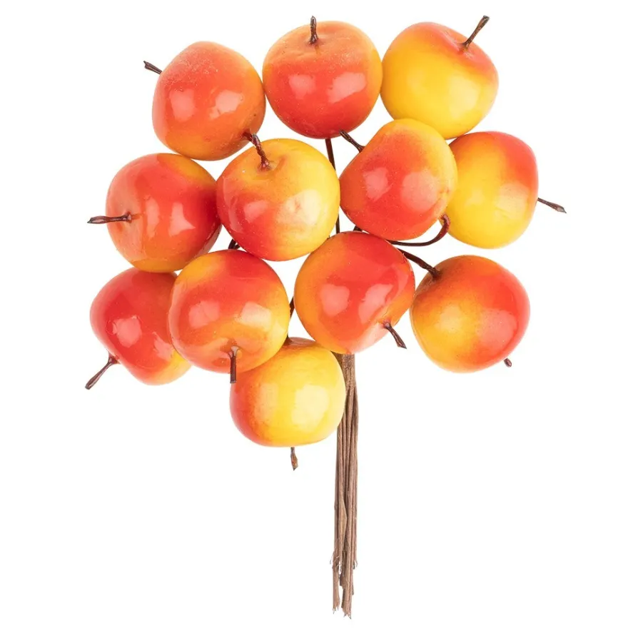 Deko-Zweige, Äpfel, 11cm lang, am Draht, 12 Stück