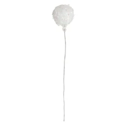 Deko-Zweige, Schneebälle 2, 10cm lang, am Draht, irisierender Glimmer, 12 Stück