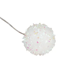 Deko-Zweige, Schneebälle 2, 10cm lang, am Draht, irisierender Glimmer, 12 Stück