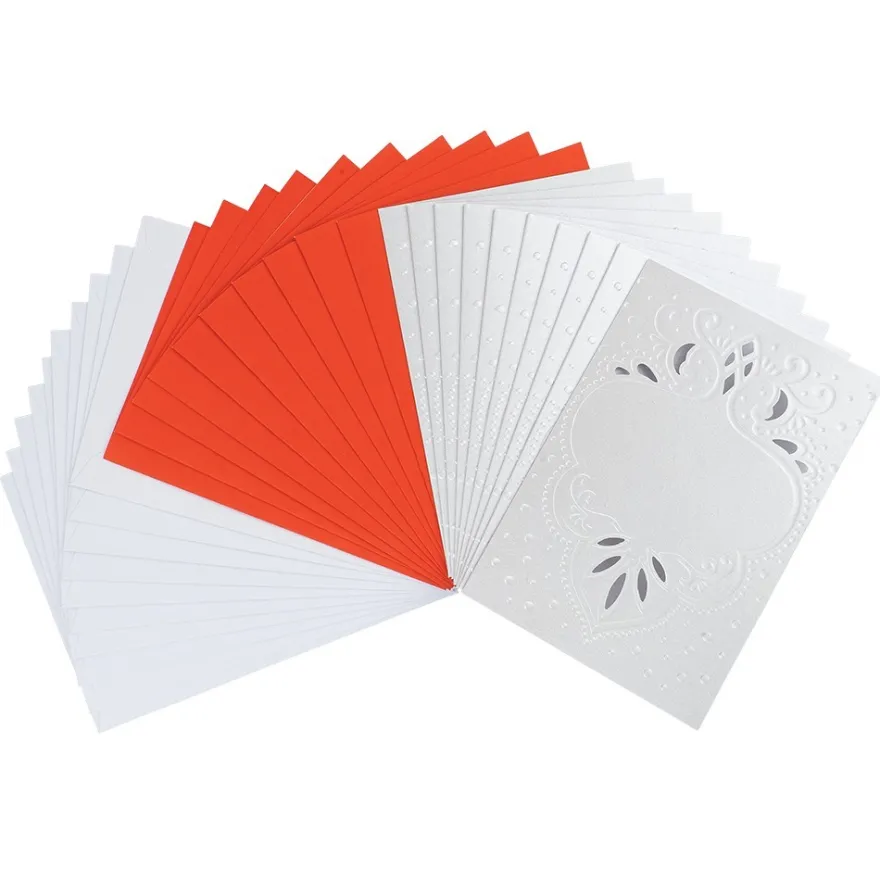Deluxe-Grußkarten "Ornament", B6, 10 Stück, inkl. Einleger & Umschläge