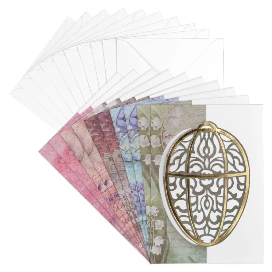 Deluxe-Grußkarten, Osterei, 11,5cm x 16,5cm, 5 Designs, inkl. Einleger und Umschläge, 30-teilig