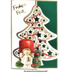 Deluxe-Grußkarten "Weihnachtsbaum 1", B6, 10 Stück, inkl. Einleger & Umschläge