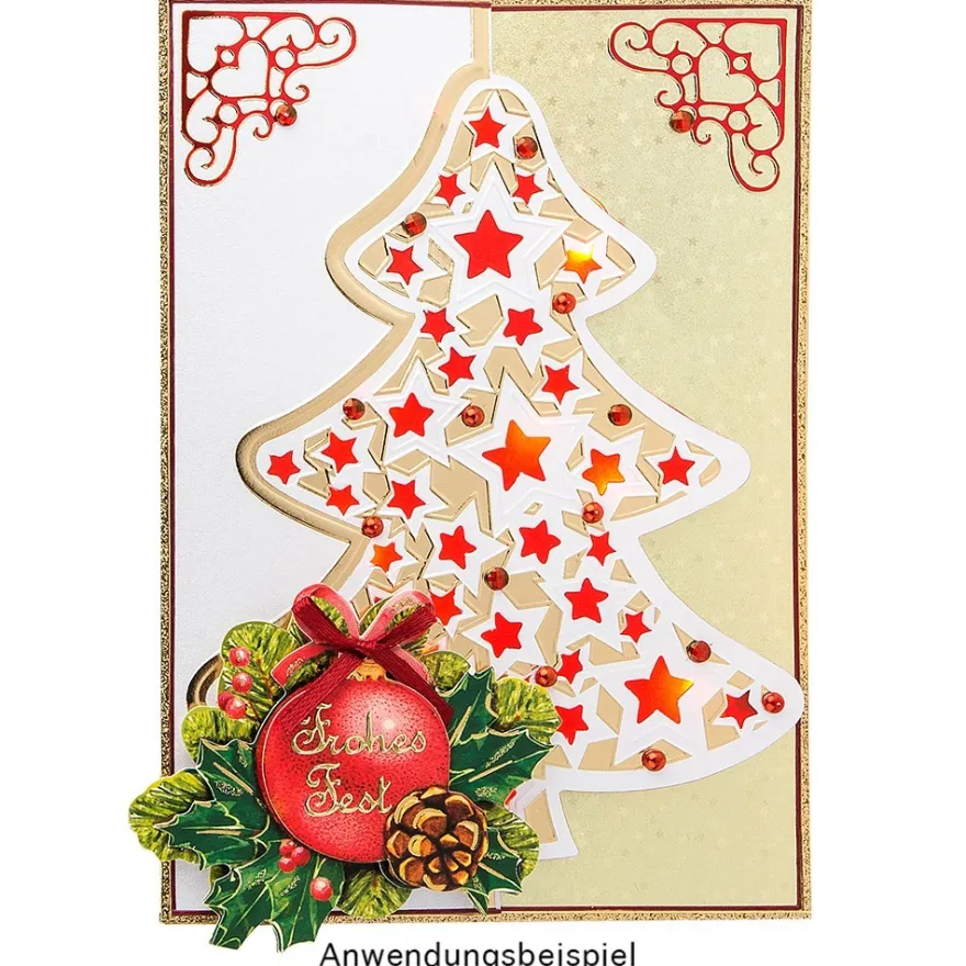Deluxe-Grußkarten "Weihnachtsbaum 1", B6, 10 Stück, inkl. Einleger & Umschläge