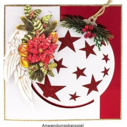 Deluxe-Grußkarten "Weihnachtskugel 1", 16cm x 16cm, 10 Stück, inkl. Einleger & Umschläge