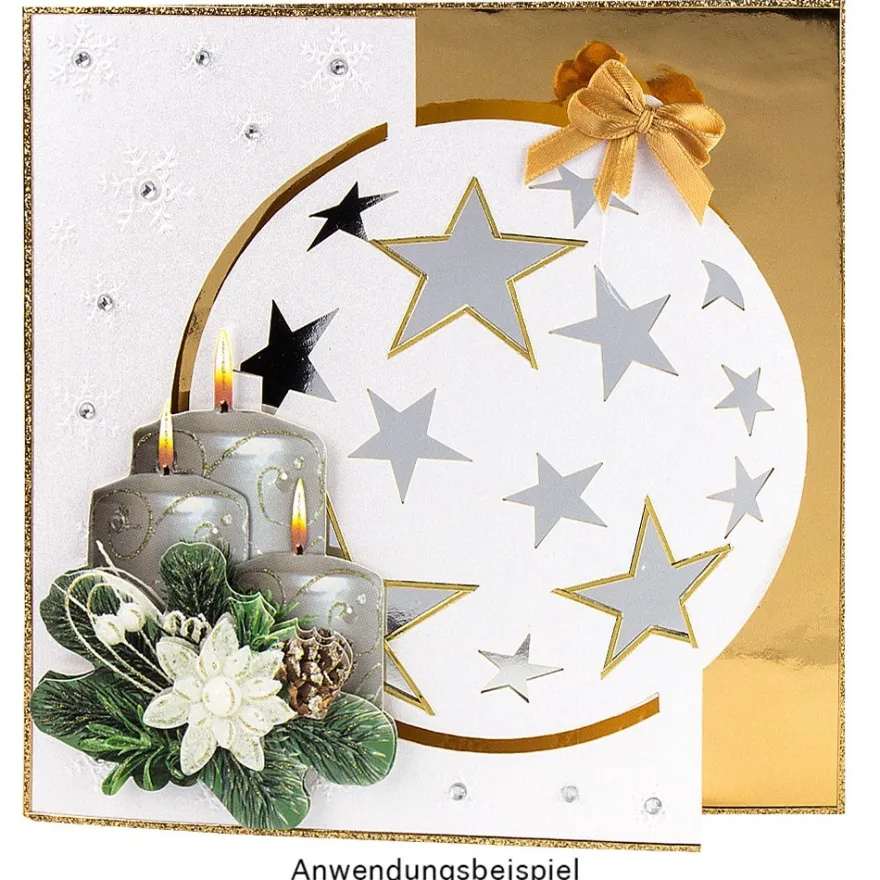 Deluxe-Grußkarten "Weihnachtskugel 1", 16cm x 16cm, 10 Stück, inkl. Einleger & Umschläge