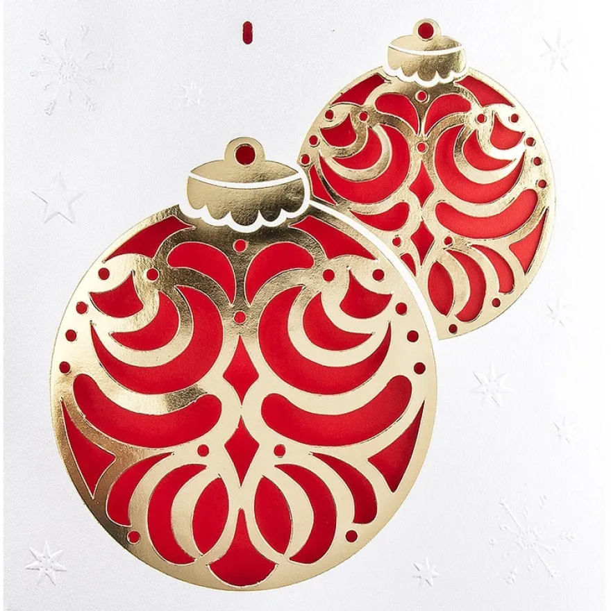 Deluxe-Grußkarten "Weihnachtskugeln", 16cm x 16cm, 10 Stück, inkl. Einleger & Umschläge
