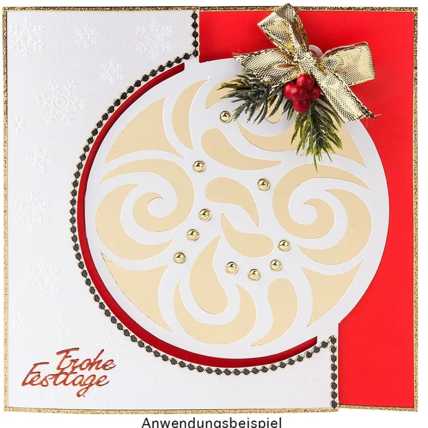 Deluxe-Grußkarten, "Weihnachtskugel 2", 16cm x 16cm, 10 Stück, inkl. Einleger & Umschläge
