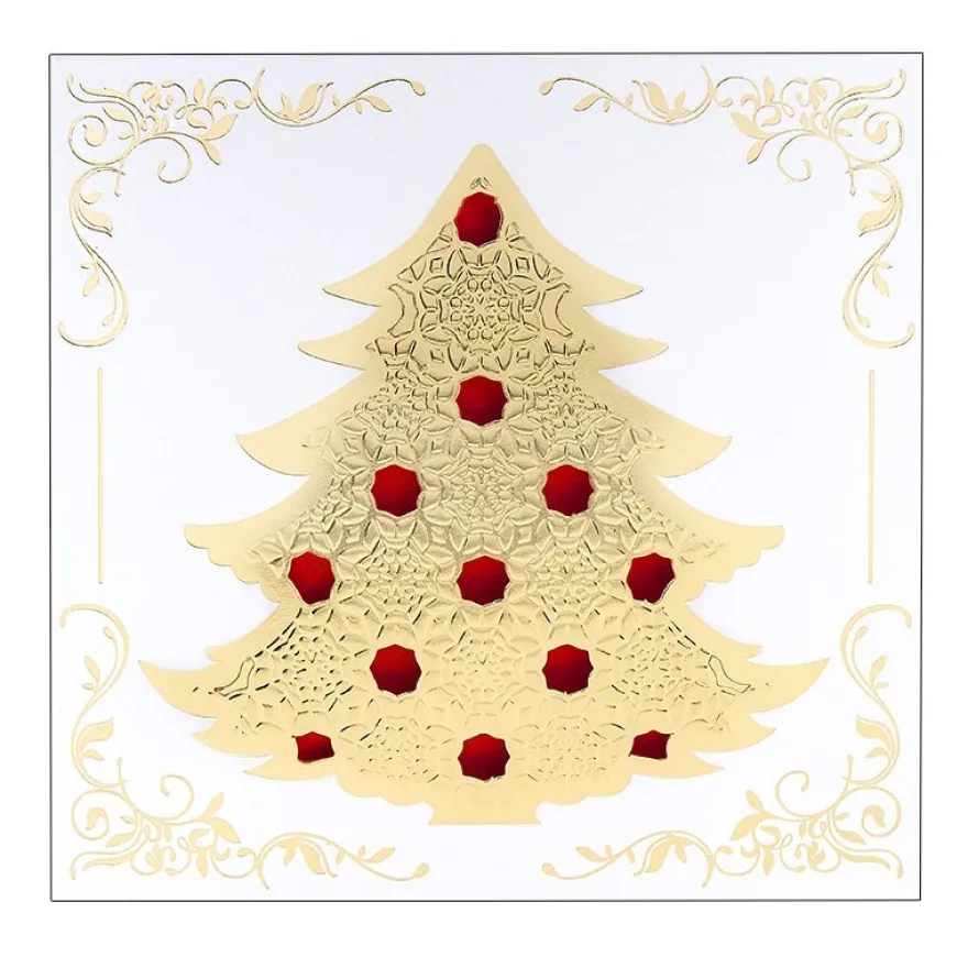 Deluxe-Grußkarten, Weihnachtsbaum 2, 16cm x 16cm, inkl. Einleger und Umschläge