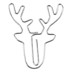 Design-Büroklammern, Hirschkopf, 3,8cm x 4,3cm, silber, 6 Stück