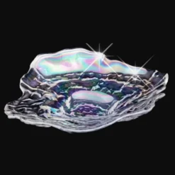 Design Glasteller, klar-irisierend, 21cm x 18cm, 3 Stück