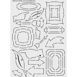 Design-Schablone Nr. 12 "Rahmen, Pfeile, Schreibfedern", DIN A4