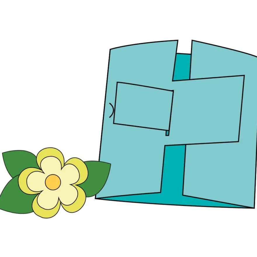 Design-Schablone Nr. 8 "Steckverschluss-Grußkarte", DIN A4