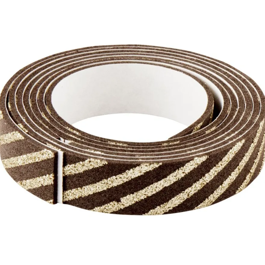 3-D Glamour-Tape/Deko-Klebeband, 15mm x 120cm, kaffee/gold