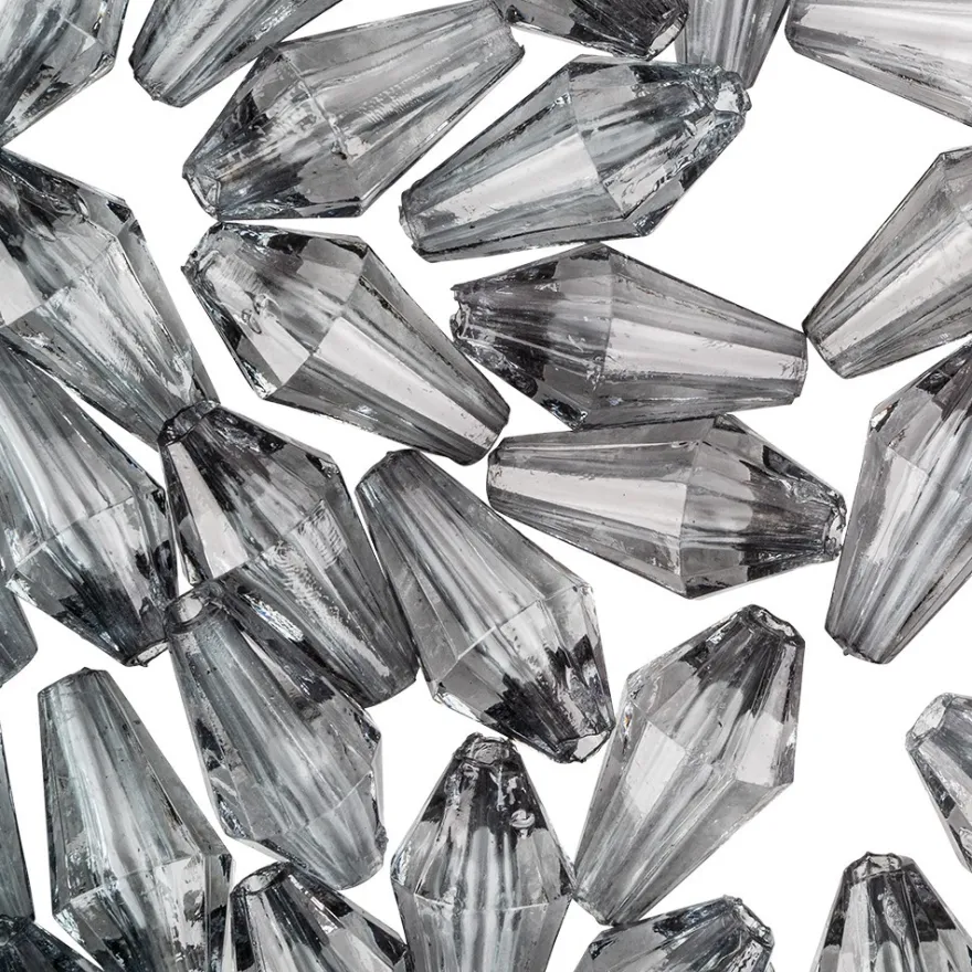 Diamanttropfen-Perlen, transparent, 12mm, anthrazit, 50 Stück
