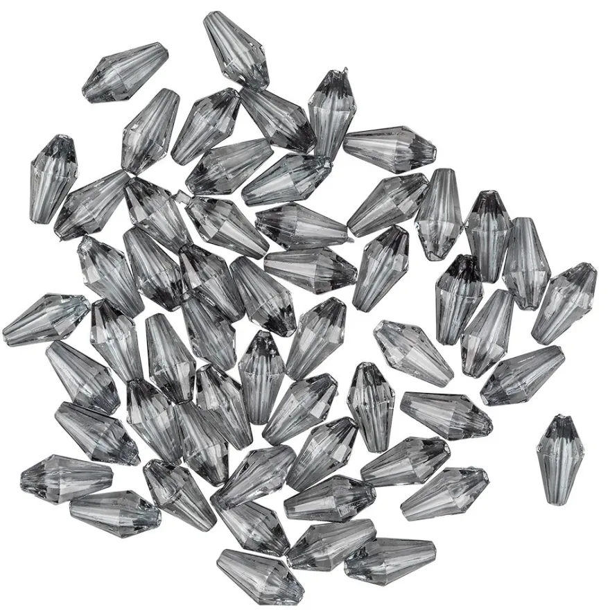 Diamanttropfen-Perlen, transparent, 12mm, anthrazit, 50 Stück