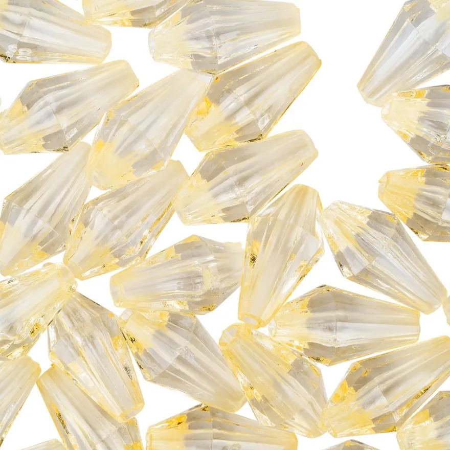 Diamanttropfen-Perlen, transparent, 12mm, gelb, 50 Stück