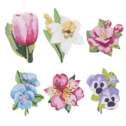 Diamond-Painting-Anhänger, Blumen, 6 Designs, 1,7mm stark, doppelseitig, mit Zubehör, 6 Stück