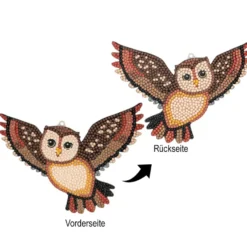 Diamond-Painting-Anhänger, Eulen & Singvögel, 1,7mm stark, doppelseitig, mit Zubehör, 6 Stück